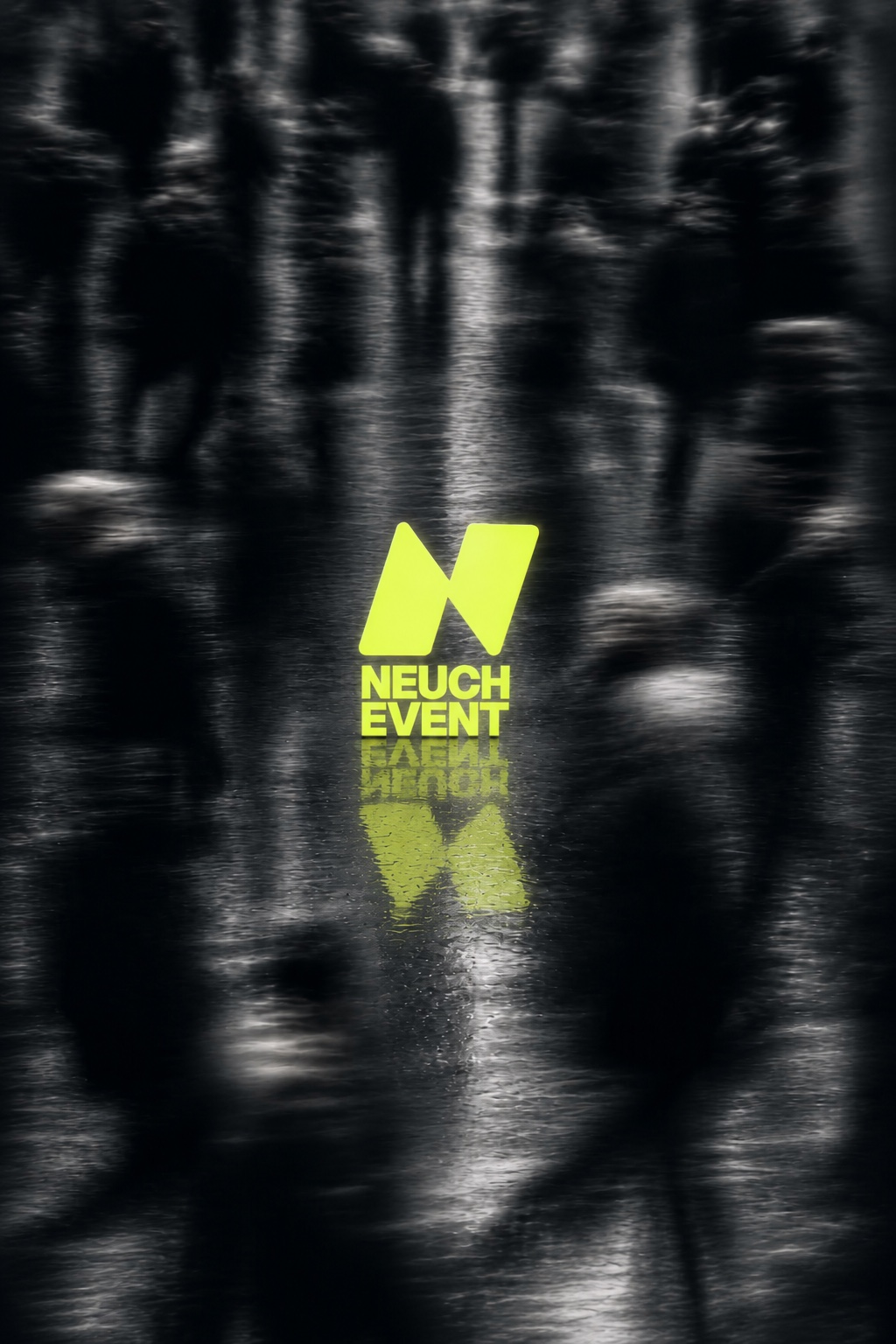 Affiche NeuchEvent, le logo au milieu d’une foule de coureurs